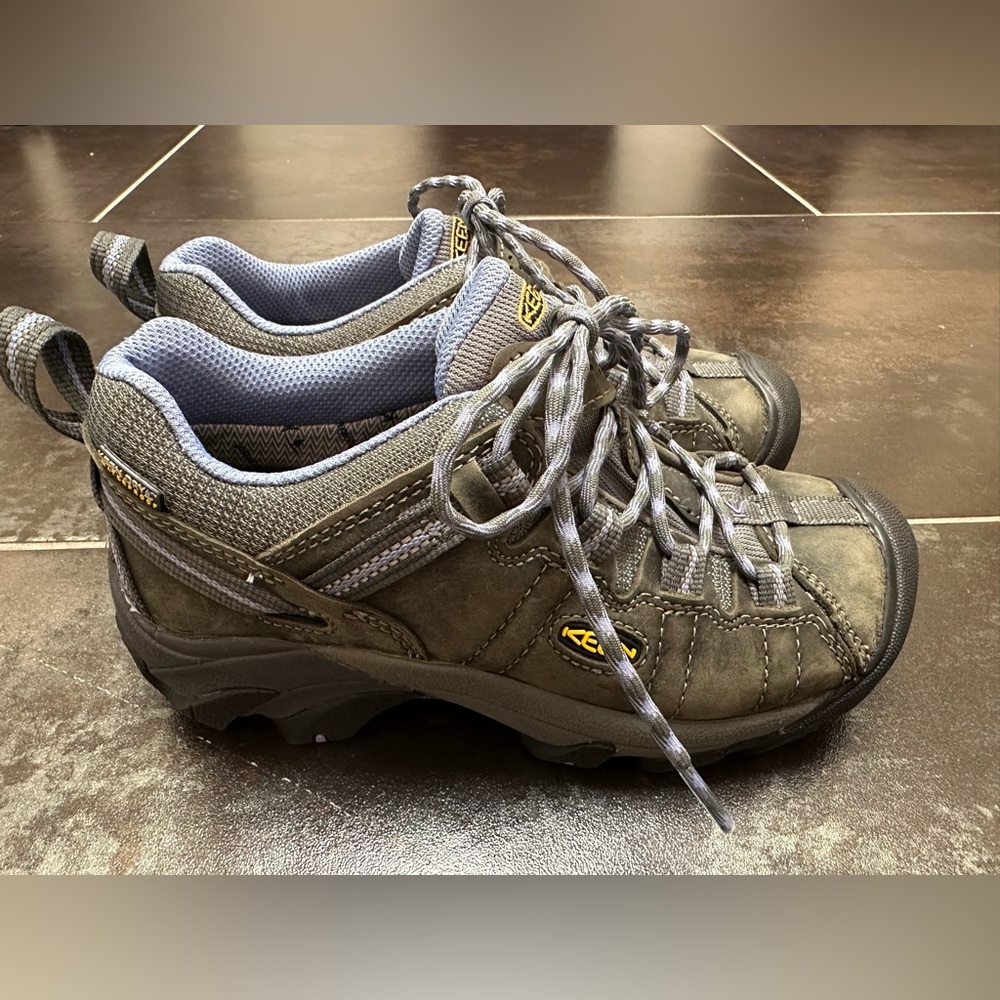 Keen Shoes Targhee ll Womens 5 Gray Blue Leather Trail Hiking Waterproof Sneaker